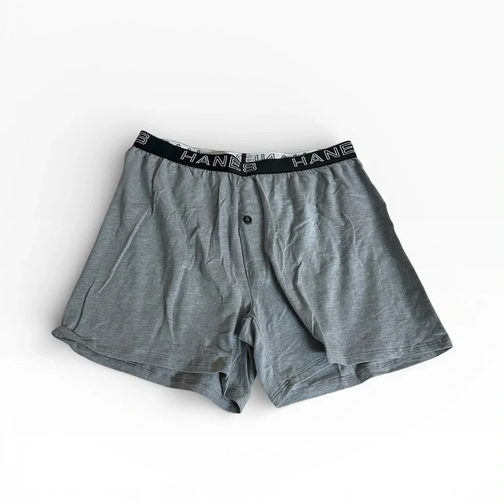 Hanes Gray Boxer Briefs with Black Branded Waistband